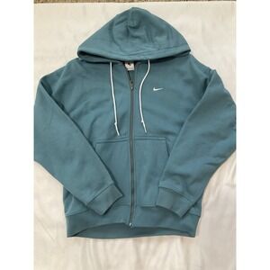 NIKE Zip Up Hoodie Sweatshirt Size Medium Unisex Teal Blue